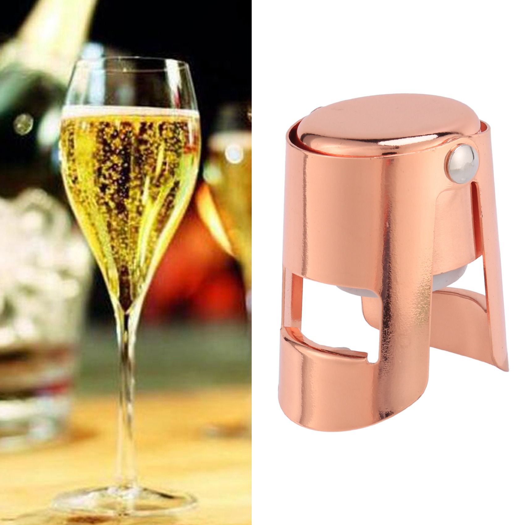 Wine Stopper Vacuum - A56P-Champagne Bottle Stopper Rose Gold Stainless