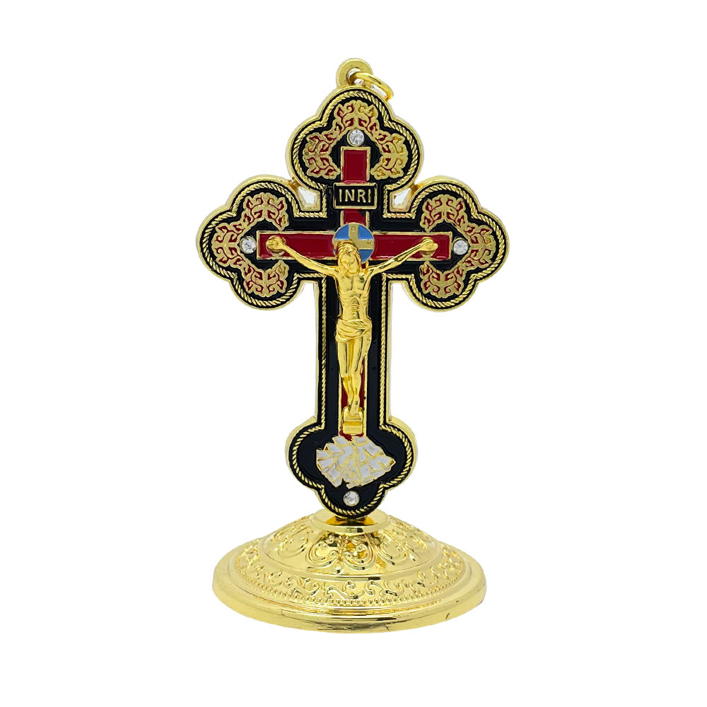 Cocktail Shaker Set - New2026 Catholic Standing Crucifix Gold Enamel