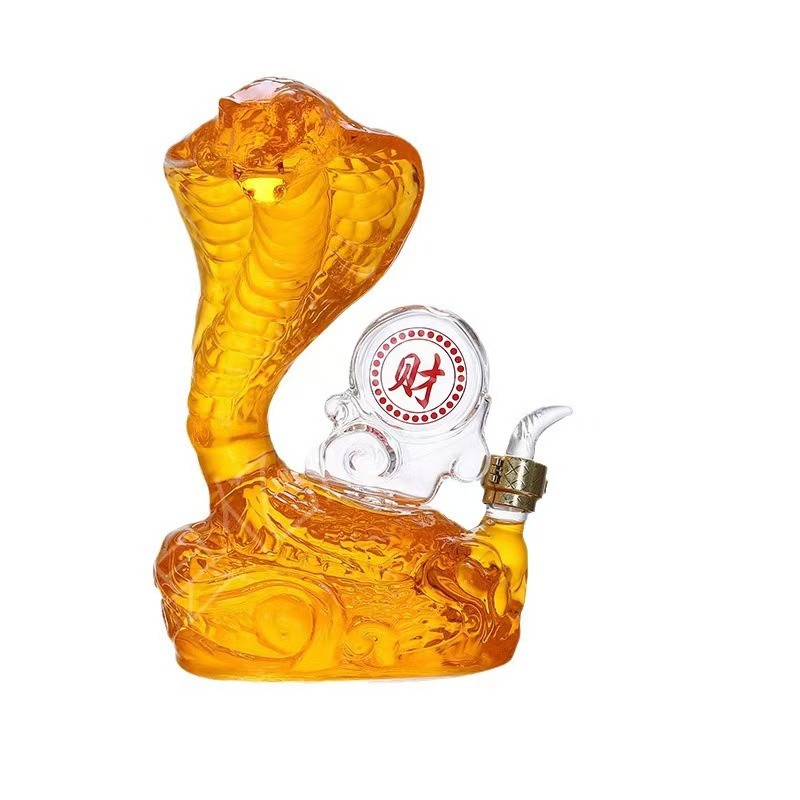 Bottle Stopper Set - Cobra Shape Whiskey Decanter, Hand Blown
