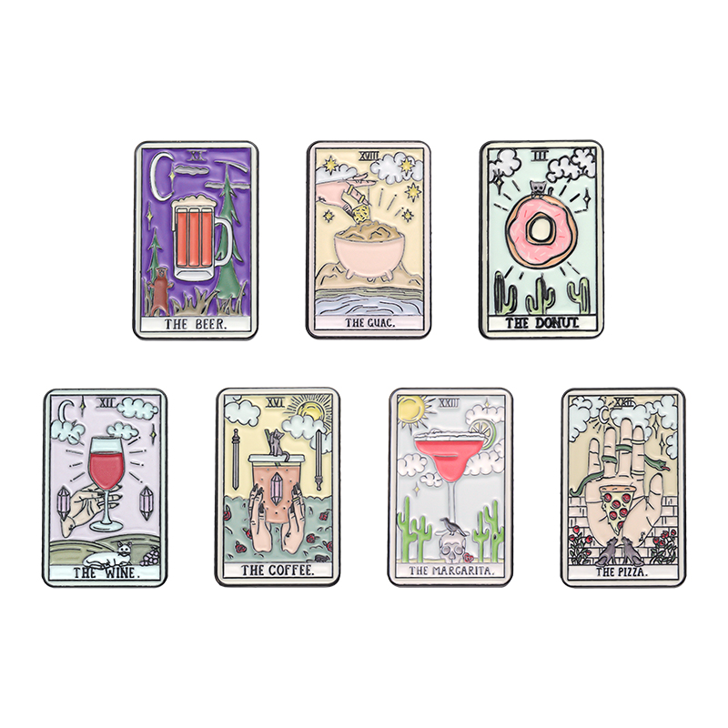 Wine Beer Pizza - Food Tarot Enamel Pins Coffee Beer