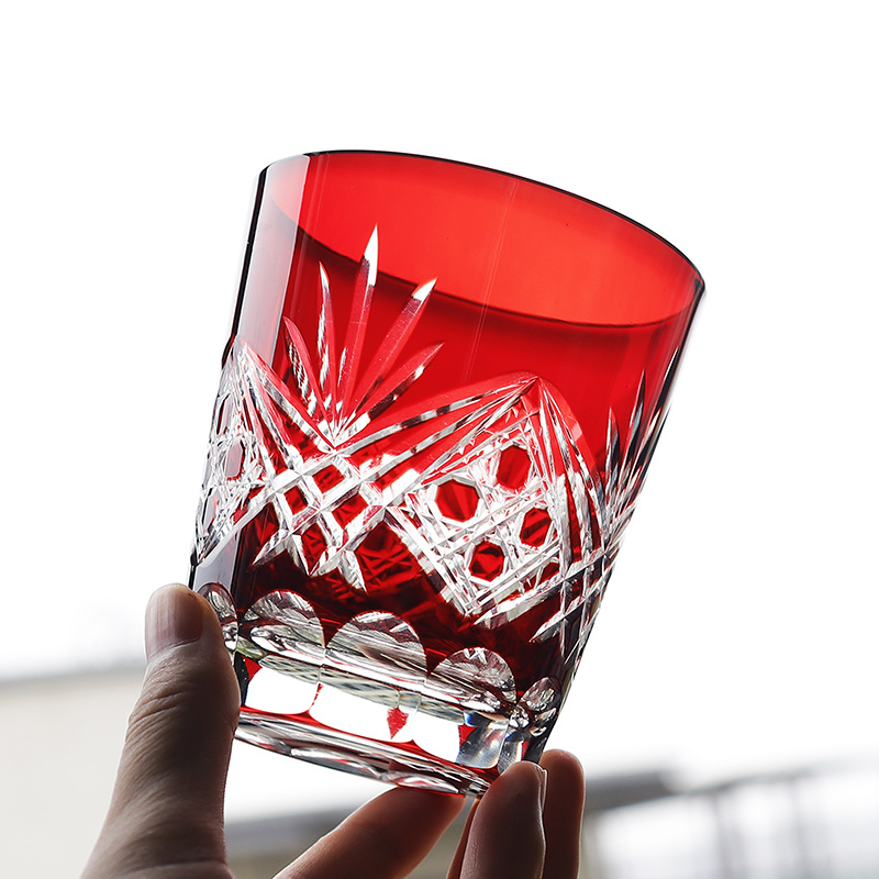 Wine To Beer To Liquor - Red Edo Crystal Whisky Glass Japanese