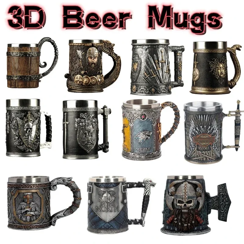 3D Beer Mugs Coffee Cups Gothi - Wine Beer Coffee ulasan dan harga