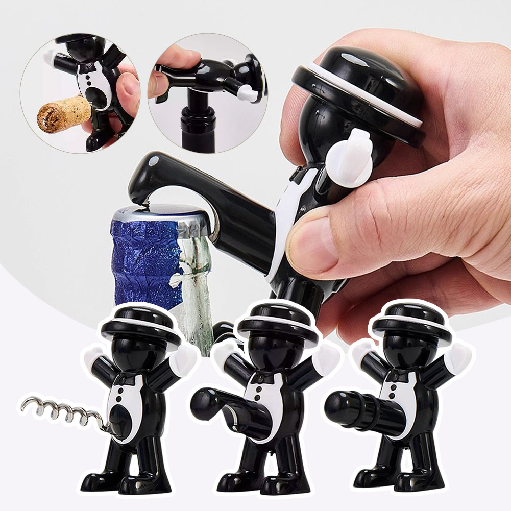 Black Cool Man Bottle Opener E - Wine In Beer Bottle ulasan dan harga