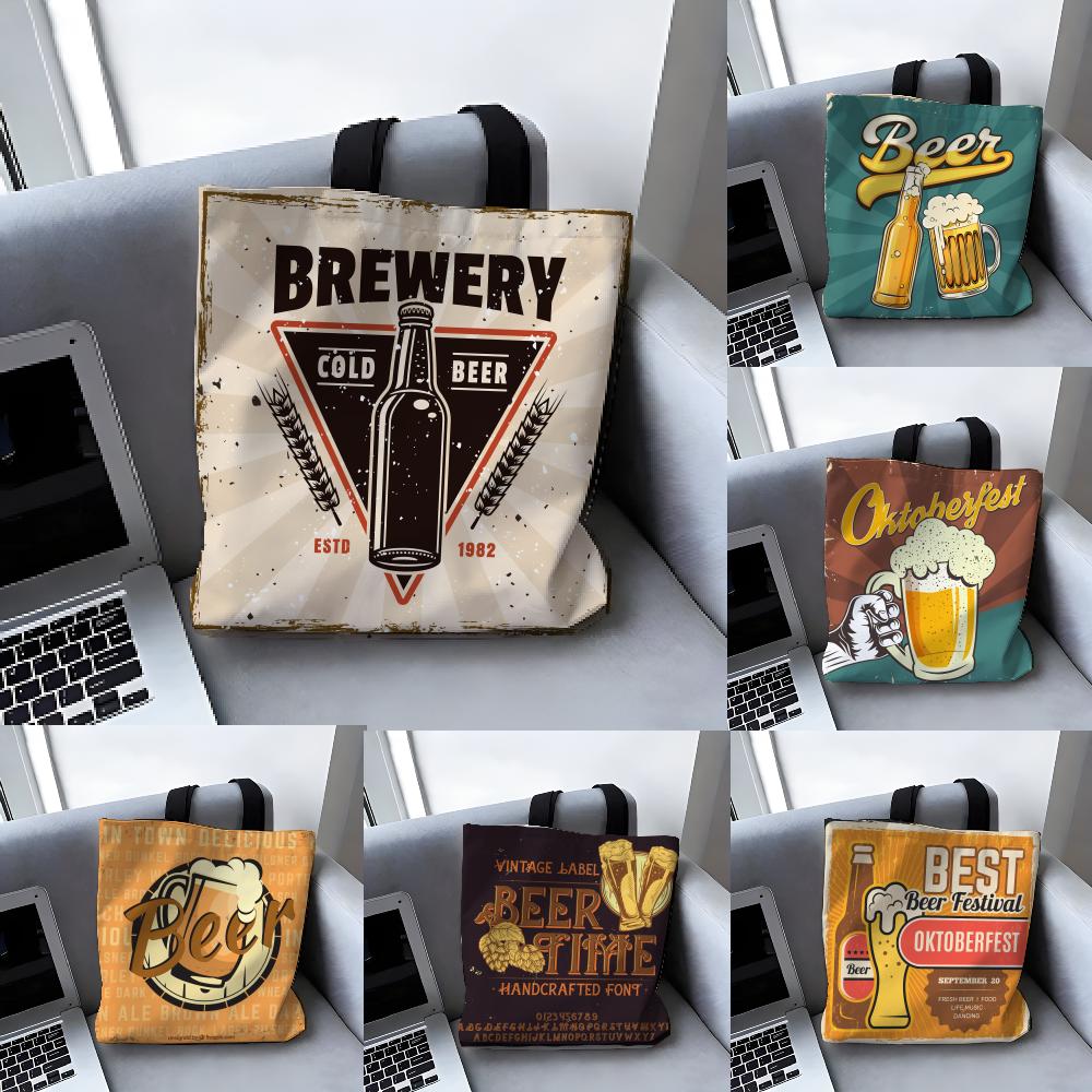 Storage Bags Canvas Tote Bag L - Beer Wine Grocery ulasan dan harga
