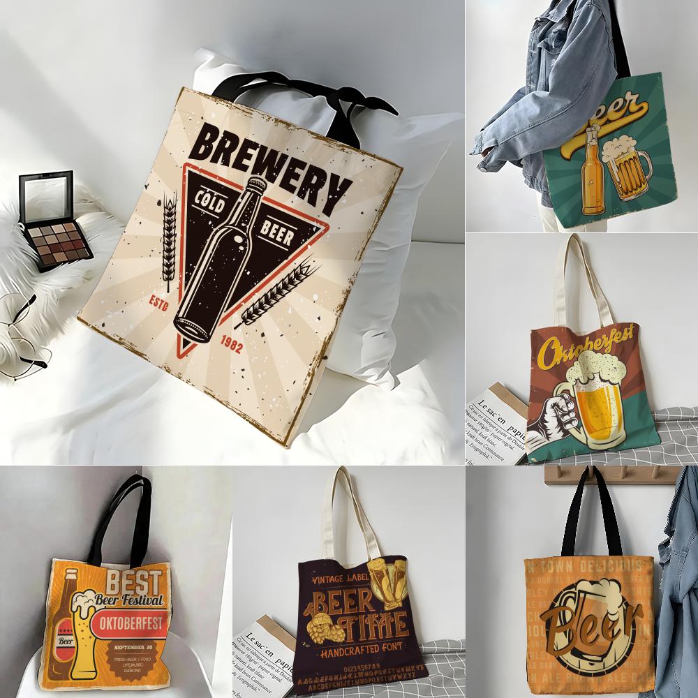 Storage Bags Canvas Tote Bag L - Beer Wine Grocery ulasan dan harga