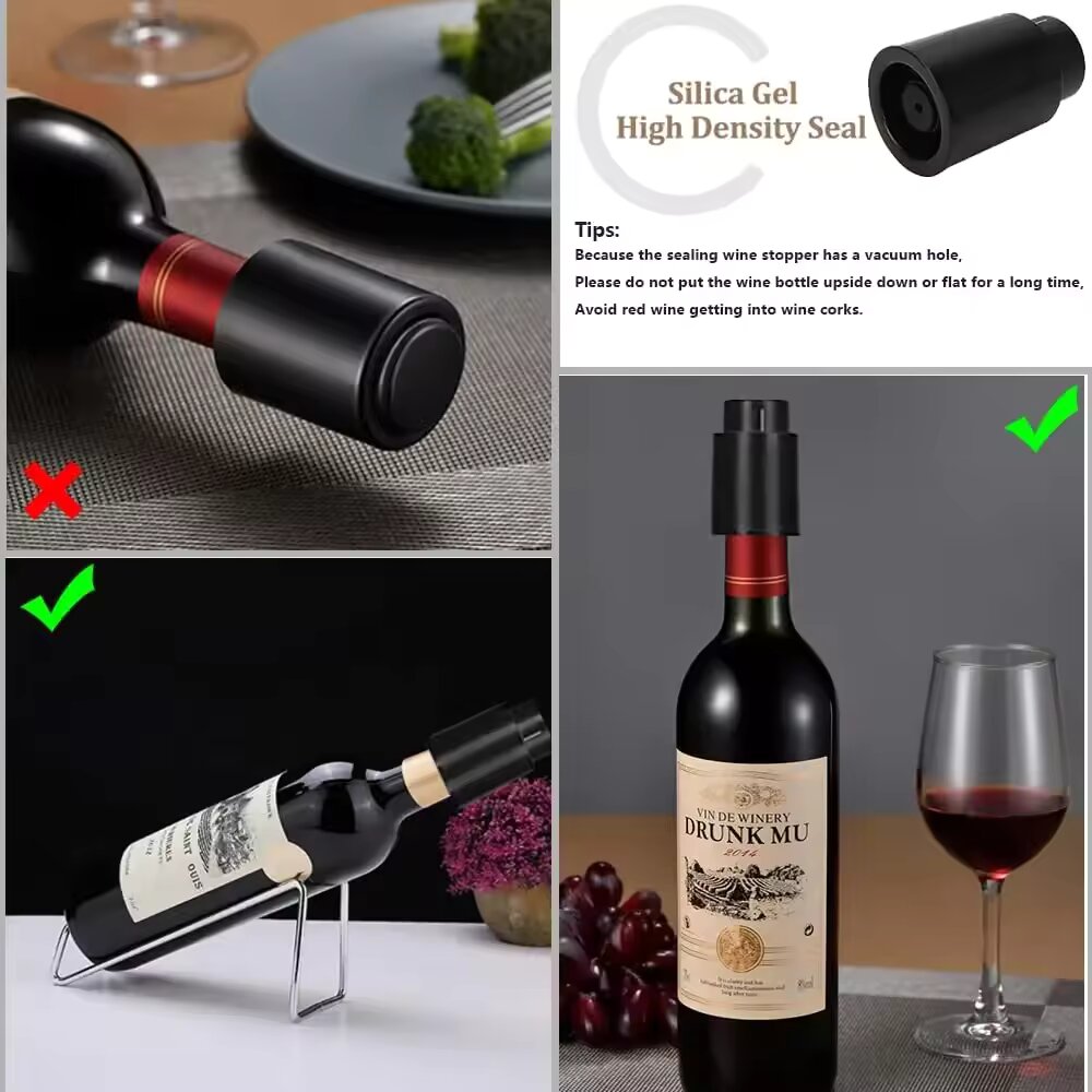 Black Vacuum-Sealed Wine Bottl - Wine Stopper Vacuum ulasan dan harga