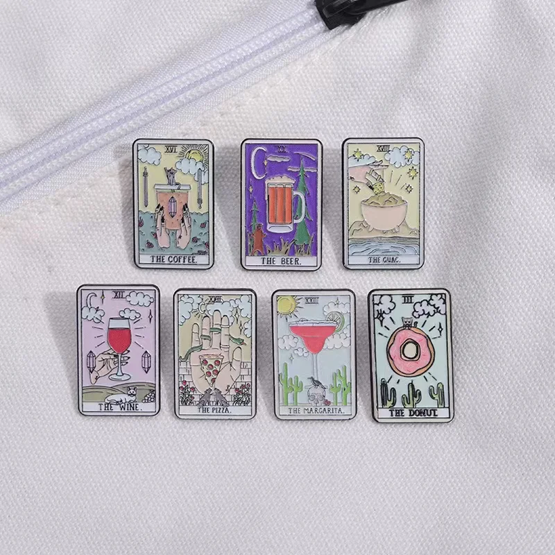 Custom Tarot Enamel Pins Beer  - Wine Beer Pizza ulasan dan harga