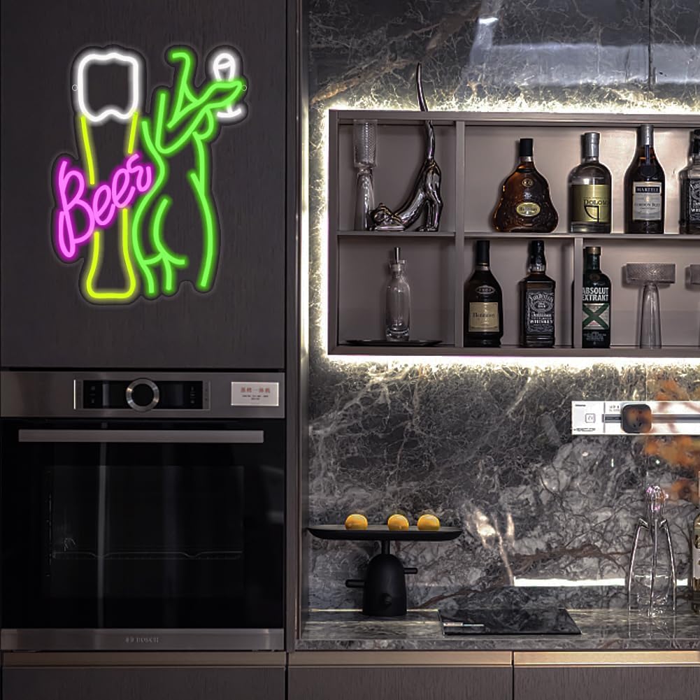 Beer Neon Sign Women's Body Ne - Wine In Beer Store ulasan dan harga