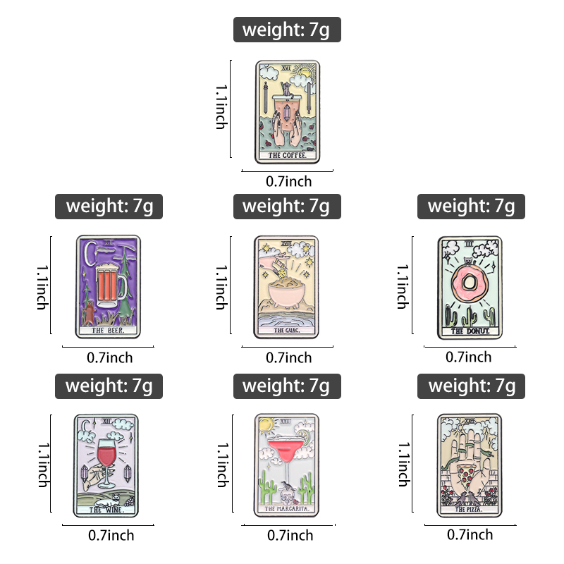 Tarot Enamel Pin Badge Card Cu - Wine Beer Pizza ulasan dan harga